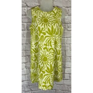 Olivia James The Label Tank Shift Dress XS Chartreuse Green Tropical Tribal Sun